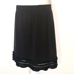 Max Studio Black Skirt with Sheer Ruffle Hem - Size Large Belle Skirt